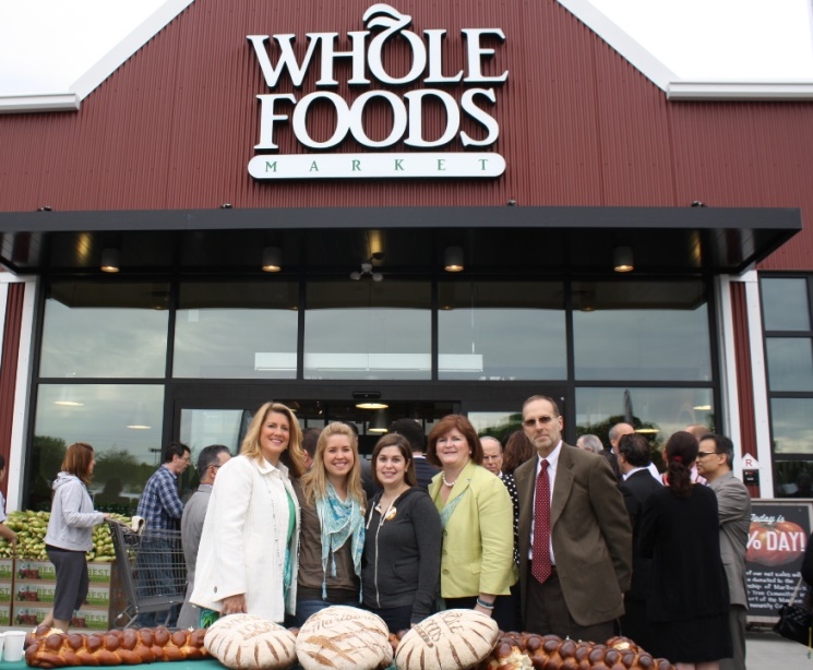 Freeholder Serena DiMaso, Victoria Boyle, Regional Recruiter for Whole Foods Market, Alexandra Riggio, Regional Associate Coordinator of Team Member Services for Whole Foods Market, Monmouth County Division of Workforce Director Eileen Higgins and Job Developer and Outreach Specialist Lawrence Sternbach celebrate the opening of Whole Foods Market in Marlboro, NJ on May 21,2014. The County assisted Whole Foods Market with hiring more than 200 employees.
